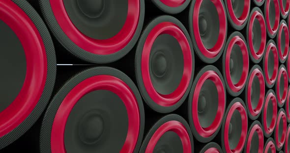 hi-fi stereo speakers dance beat music Red blue loop background 4k