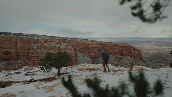 Taking Photos of the Beautiful Canyon covered in snowfall. Located at the Colorado National Monument