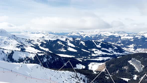 Alps Mountain Ridges From the Ski Track with Safety Net