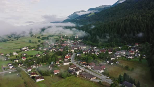 Austrian Village Under the Clouds