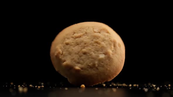 Slow motion of cookie spinning