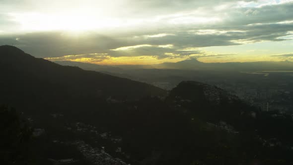 Clouds obstruct the sun at sunset in Rio de Janeiro