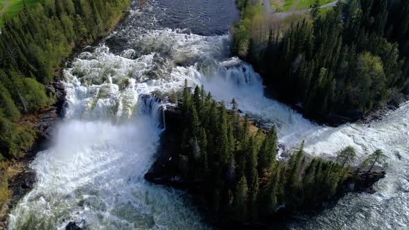 Ristafallet waterfall in the western part of Jamtland