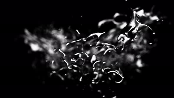 Close up for spinning splash of water on a black background