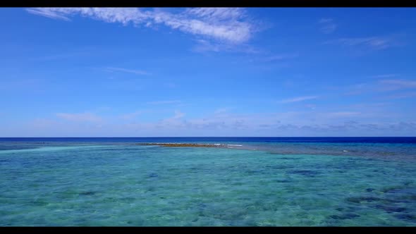 Aerial tourism of tranquil coast beach vacation by clear ocean and white sandy background of a dayou