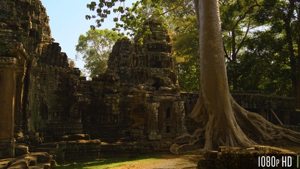 Banteay Kdei Temple Surrounded by Jungle Trees in Cambodia