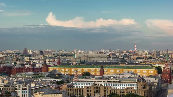 Panoramic View of the Building From the Roof of Center Moscow Timelapse, Russia