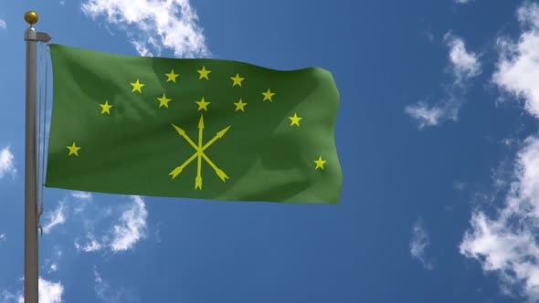 Adygea Flag On Flagpole