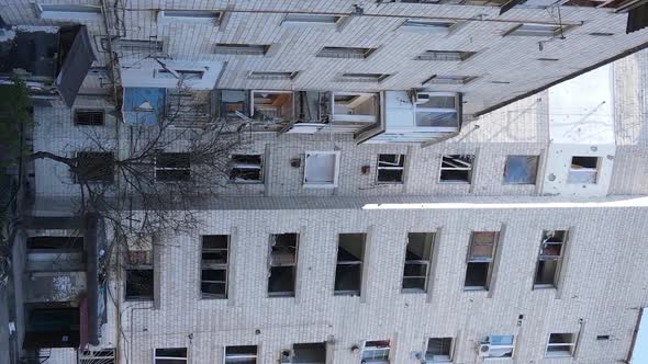 Vertical Video of a Destroyed Building in Borodyanka Ukraine