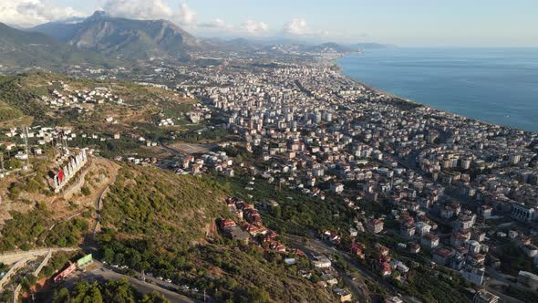 Aerial View Alanya Turkey  Resort Town Seashore