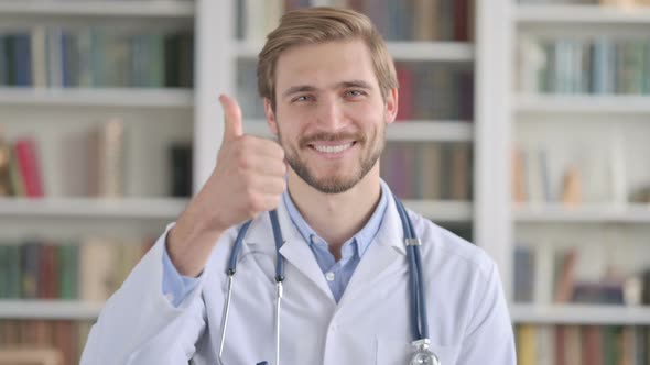 Portrait of Doctor Showing Thumbs Up Sign