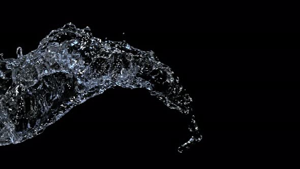 Super Slow Motion Shot of Water Splash Isolated on Black Background at 1000Fps