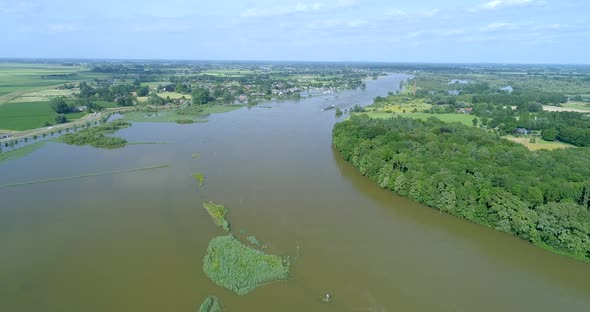 Aerial view of river IJssel, Veessen, The Netherlands.