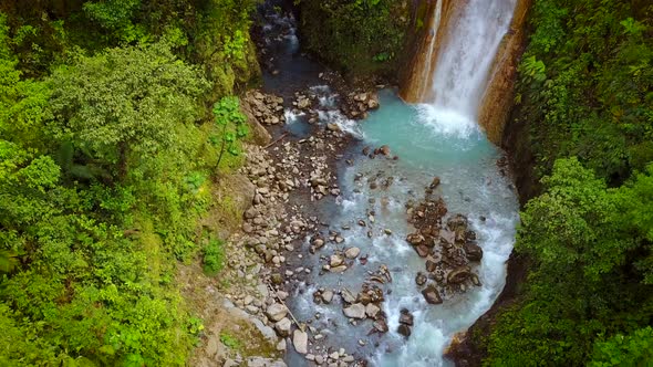 Aerial view of Catarata del Toro waterfall in Costa Rica.