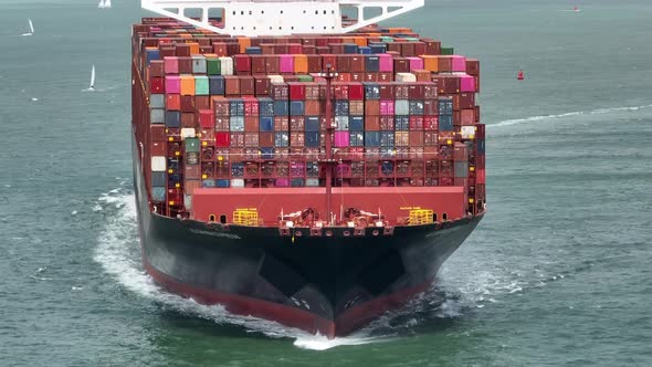 Ship Carrying Thousands of Containers Transporting International Cargo