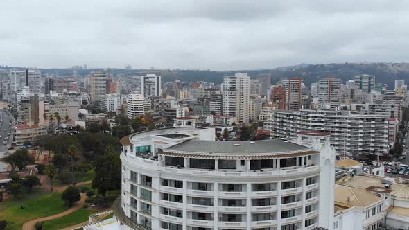 Casino of Vina del Mar Enjoy (Vina del Mar, Chile) aerial view, drone footage