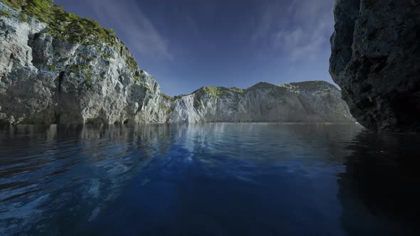 Panoramic View of Nice Rocky Huge Cliff and Sea alt