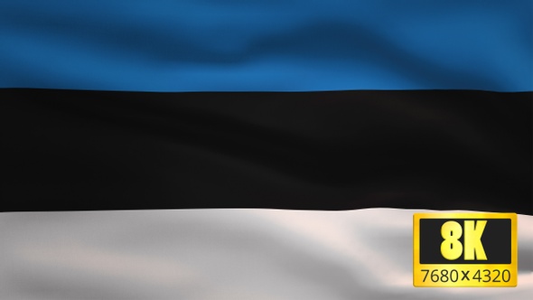 8K Estonia Windy Flag Background