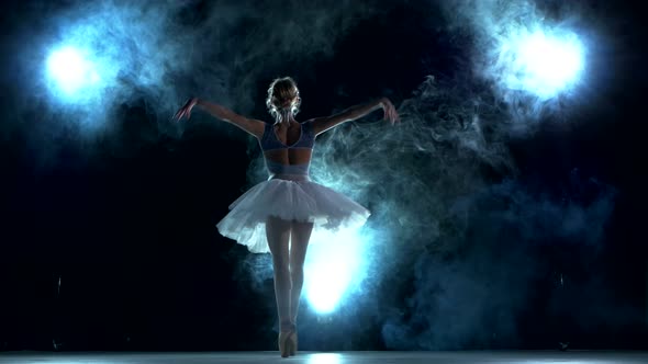 Young Beautiful Dancer Posing on a Blue Background