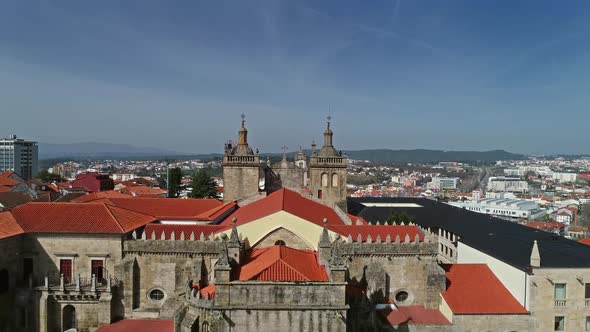 Aerial View of Old Historic Town Viseu in Portugal