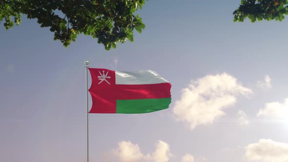 Oman Flag With  Modern City 