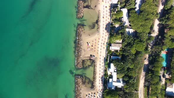 Tyrrhenian Sea Overhead Aerial View From a Drone in Summer Season