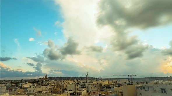 Day to night time lapse over Siggiewi, Malta, lots of cloudement