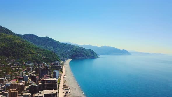 Panoramic aerial view from drone to resort in Georgia Gonio,