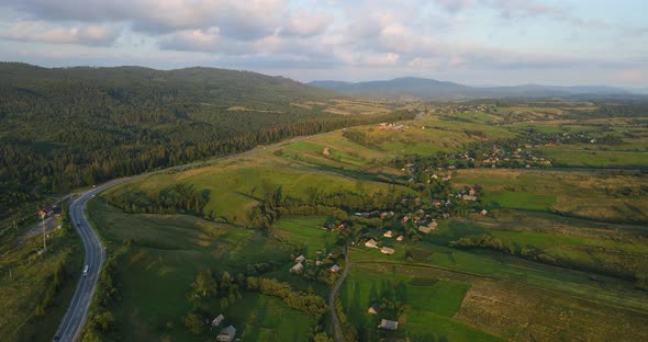 Carpathian Mountains. Countryside. Spruce Forests