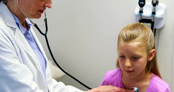 Female doctor examining a girl