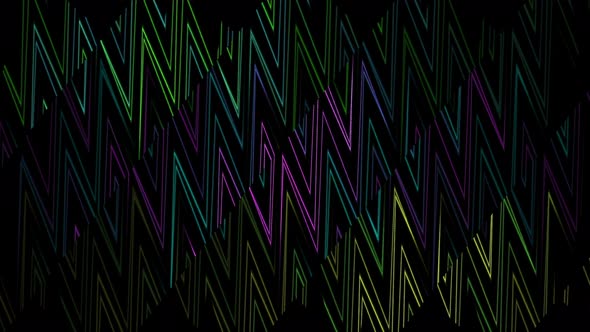 Multicolored zigzag stripes background divided into moving segments