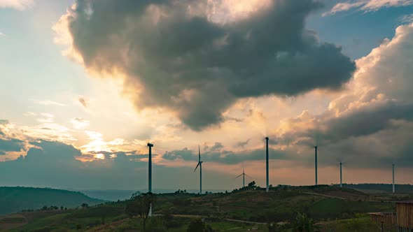 Time lapse Wind turbine fields.