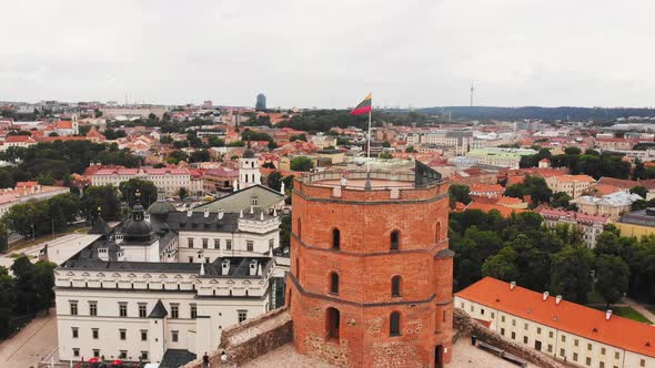 Person Standing On Castle Tower With City View