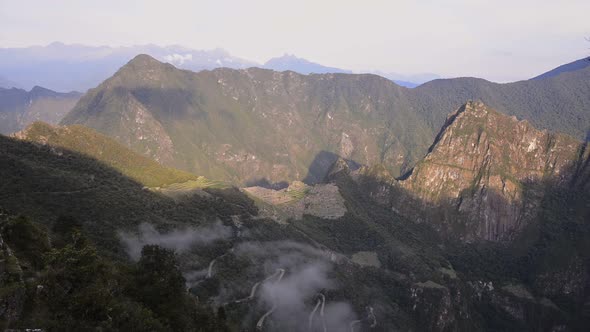 Machu Picchu mountains landscape view from Sun Gate, Peru