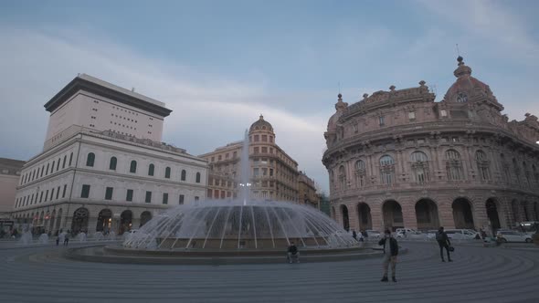 City Square and Fountain at Sunset