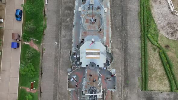 Aerial Shot of Remembrance Lhuangprasae BattleshipRayong District, Thailand