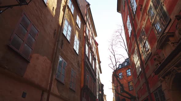 Apartment Building Streets in Old Northern European City, Scandinavian Windows