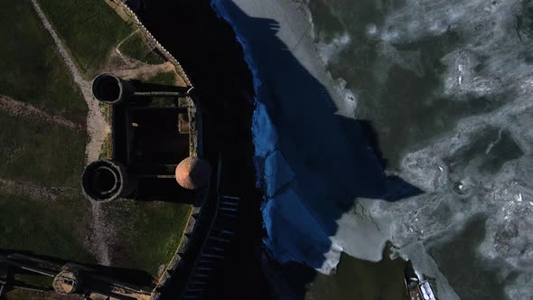 Aerial view of the Akkerman fortress in Belgorod-Dniester, Ukraine in winter