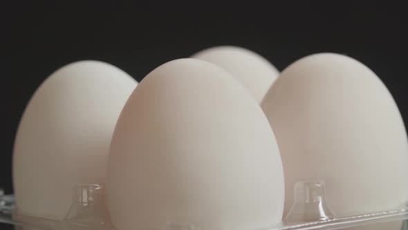 Fresh White Duck Eggs In The Cells Egg Storage Box Rotating