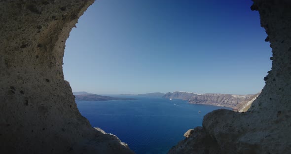 Walkthrough of the heart of Santorini cave cliffside view, Greece