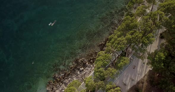 AERIAL: Split beach in Croatia