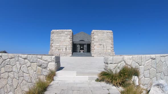 Entrance to mausoleum of Njegos on Mount Lovcen, Montenegro