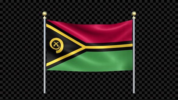 Vanuatu Flag Waving In Double Pole Looped