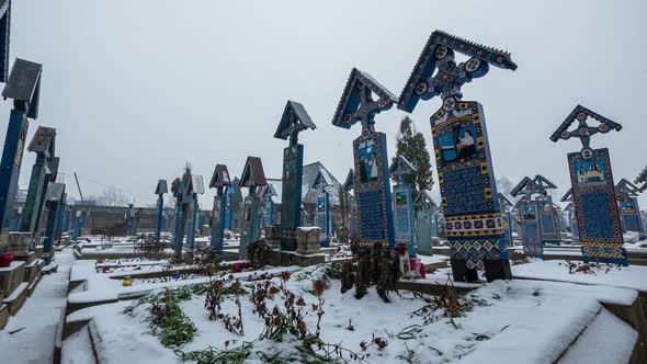 Timelapse of the Merry cemetery during winter