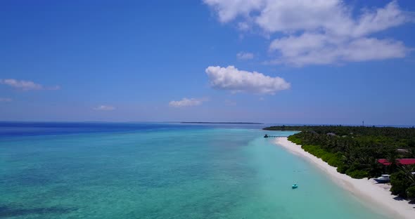 Wide above abstract view of a sandy white paradise beach and aqua turquoise water background in hi r