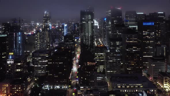 The Financial Capital of USA. Night City Skyline, Downtown San Francisco, 