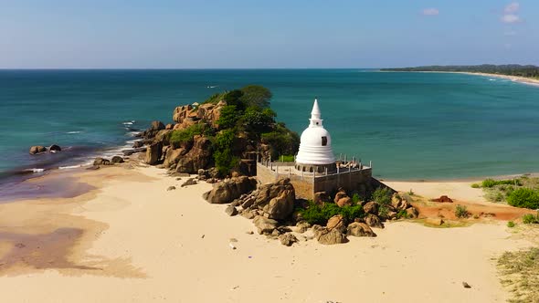 Buddhist Temple on the Ocean Coastline Sri Lanka