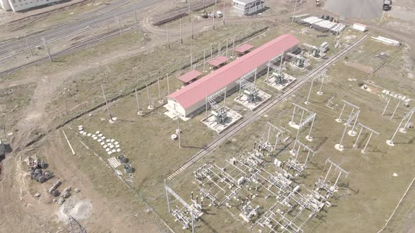 Samtskhe-Javakheti, Georgia - August 22 2021: Aerial view of Akhalkalaki railway station