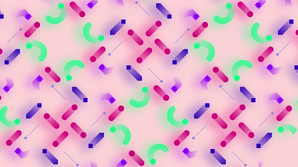 Colorful abstract pattern background. Pink backdrop with neon geometric shapes