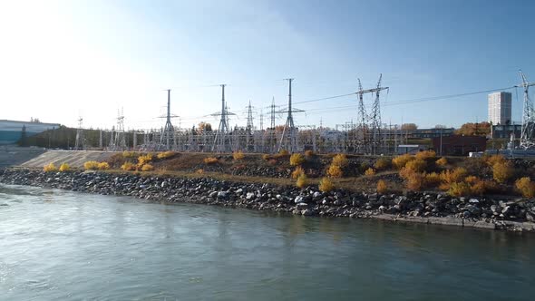 electrical substation and a high voltage electric line